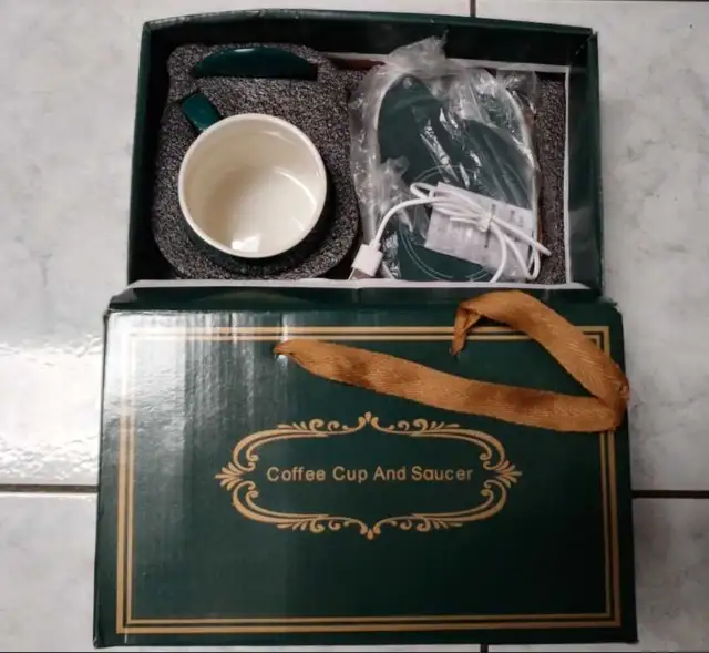 Green Coffee Mug with Warming Plate62865711560706122