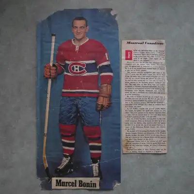 This vintage 1960s newspaper photo features Montreal Canadiens player Marcel Bonin. The photo measur...