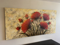 1 Beautiful   Red Flowers Canvas Painting 6.5 ft x 3 ft
