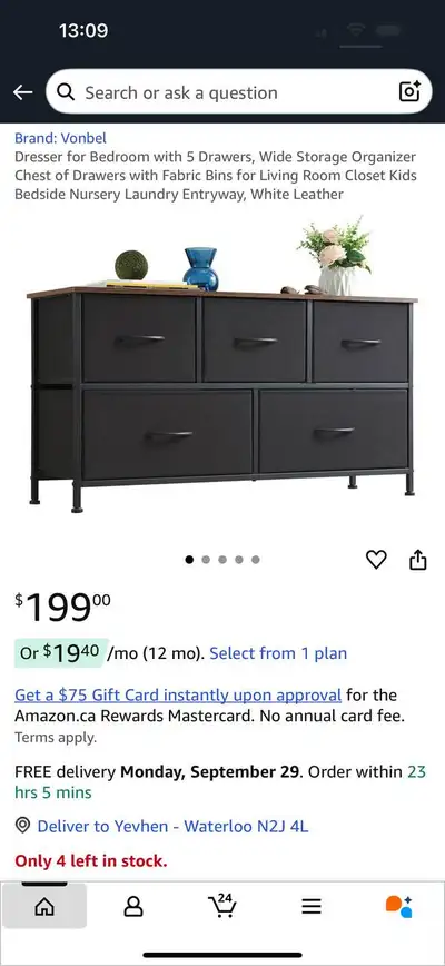 Vonbel Dresser with 5 Drawers – Black, View more