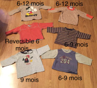 Linge garcon 6 mois et 12 mois