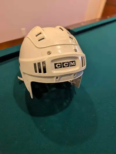 White CCM hockey helmet is size 55-61 cm. It has a white plastic, View more