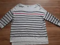 Women's top (white w/black & red stripes) XL - fits closer Large