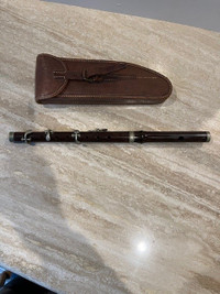 Unusual four post marching flute with leather case