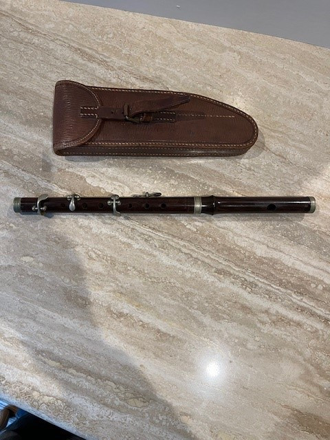 Unusual four post marching flute with leather case in Woodwind in City of Toronto
