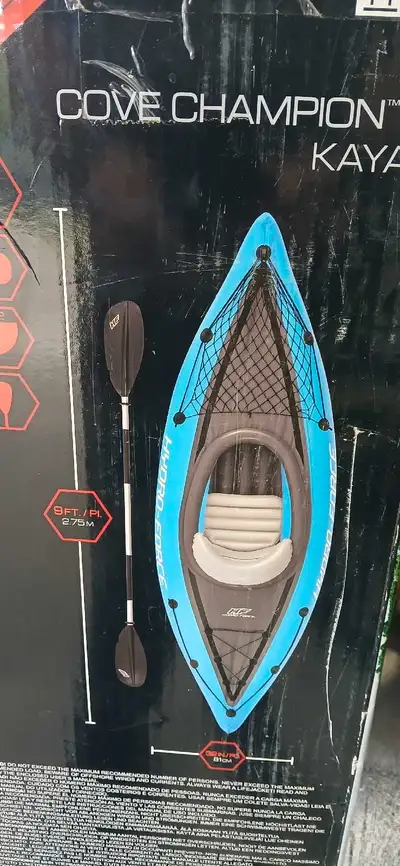 New inflatable kayak Never used Comes with paddle pump etc Still in box