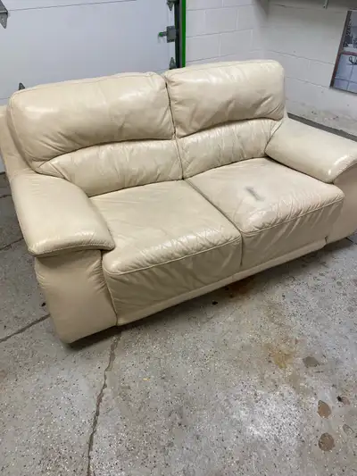 Cream color, Real, leather loveseat, View more