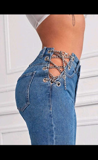 Chain Lace up Jeans