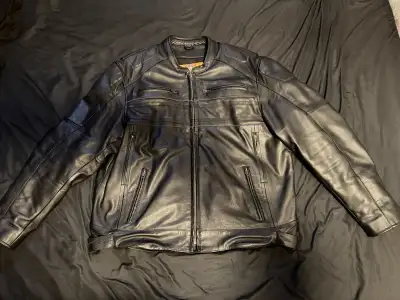 Men’s Black Heavy Duty Leather Jacket 3xl Cafe Racer, View more