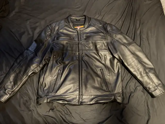 Men’s Black Heavy Duty Leather Jacket 3xl Cafe Racer in Men's in Edmonton - Image 2