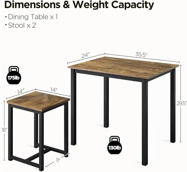3 Piece Dining Table Set - Kitchen Table & Chair Set - Breakfast in Dining Tables & Sets in Markham / York Region - Image 4
