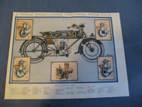 RARE G.H. DAVIS COLOR PLATE OF 2 STROKE MOTORCYCLE-1922-VINTAGE!