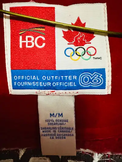 OLYMPIC JACKET 2006 TEAM CANADA HUDSONS BAY SHEEPSKIN SHEARLING, View more