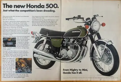 1971 Honda 500 Four Original 2 Pg Ad, View more