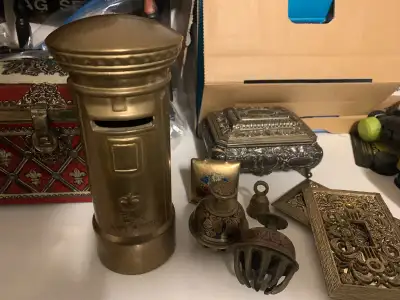 Heavy Vintage English Post Office Brass Pillar Coin Bank, & Claw, View more