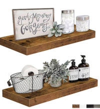 Farmhouse Floating Shelves: rustic brown