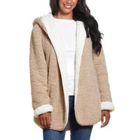 Womens Reversible Cozy Sherpa Hooded Jacket Sz XL