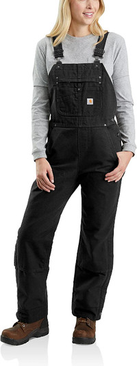 New Women's Carhartt Washed Duck Insulated Bib Overalls - Med