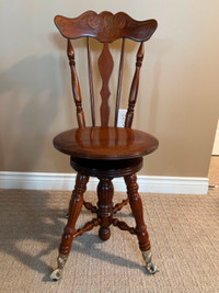 Piano Stool, Antique High Back