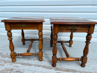 Two solid wood end tables