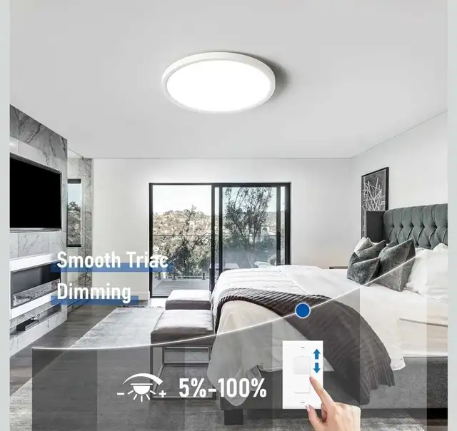 12 Inch 2400LM Dimmable LED Flush Mount Ceiling Light - 24W 3000 in Indoor Lighting & Fans in Markham / York Region - Image 2