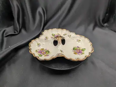 Vintage Crown Ducal Violet Flower Three Bowl Candy Dish, View more
