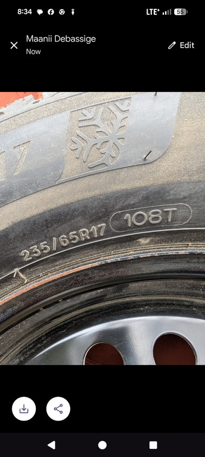 4 winter tires with rims Michelin 235/65R17 used 3mos. Reason for selling bought another vehicle