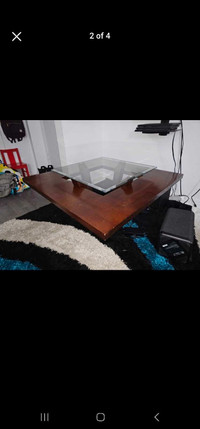 Square coffee table/REAL WOOD and glass/mahogany wood/solid tabl
