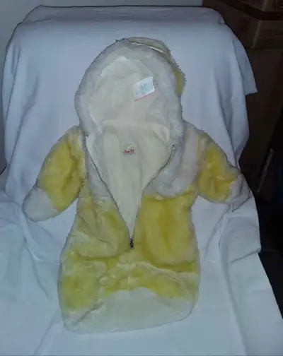 Vintage Jano Yellow Hooded Baby Bunting Bag Snowsuit One Piece Pram Suit Size Newborn - 3 Mts Sweet...