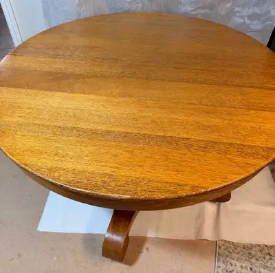 Oak Pedestal Dining Table-expands to 96 inches, View more