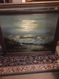 Original oil painting ocean tide