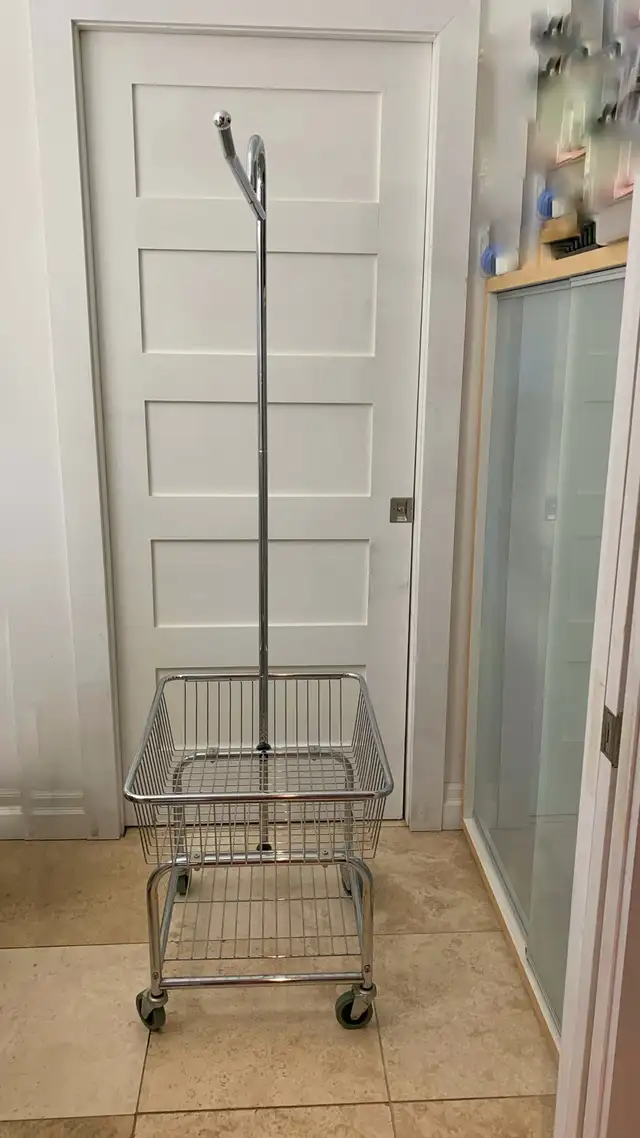 Laundry Rolling Cart Valet Hanging Arm Basket Shelf $6062863284654595121