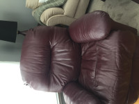 Leather recliner burgundy in very nice condition,