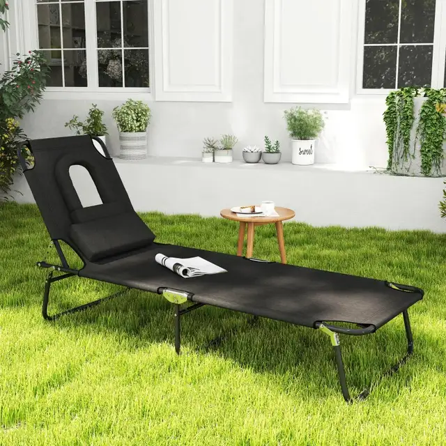 Adjustable Outdoor Lounge Chair, Garden Folding Chaise Lounge  in Patio & Garden Furniture in Markham / York Region - Image 8
