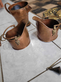 COPPER COAL BUCKET. ANTIQUE COAL SCUTTLE. 