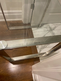 End table glass and steel like new retail $249