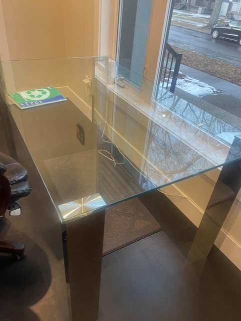 Glass Table / Glass Desk with Chrome Finish Legs in Desks in Edmonton - Image 3