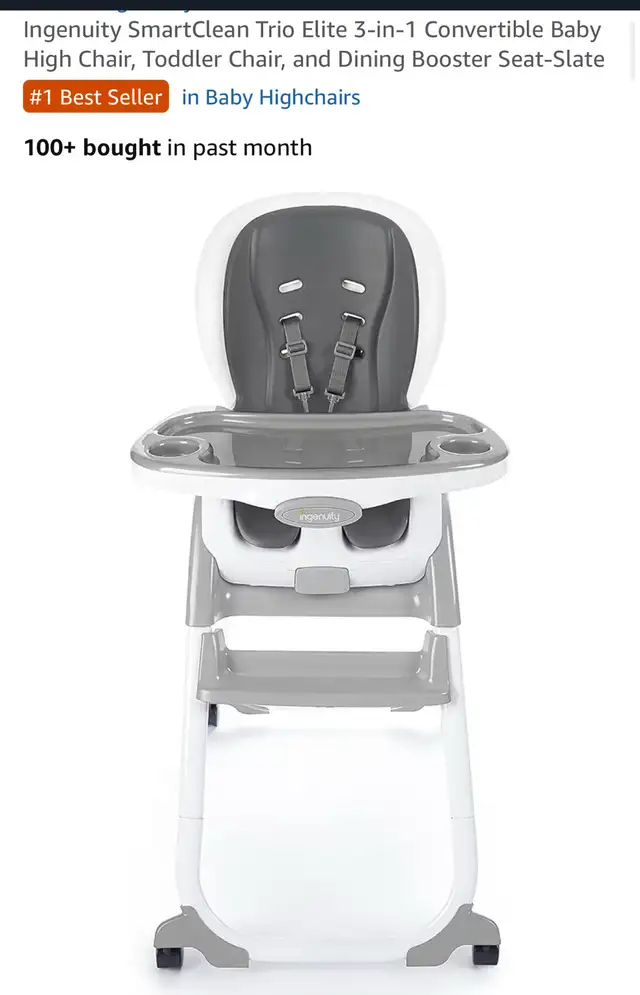 Ingenuity SmartClean 3-in-1 Convertible Baby High Chair in Feeding & High Chairs in Laval / North Shore - Image 5