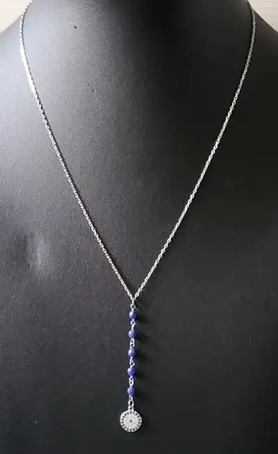 925 Sterling Silver Necklace with Lapis Lazuli Evil Eye Pendant, View more