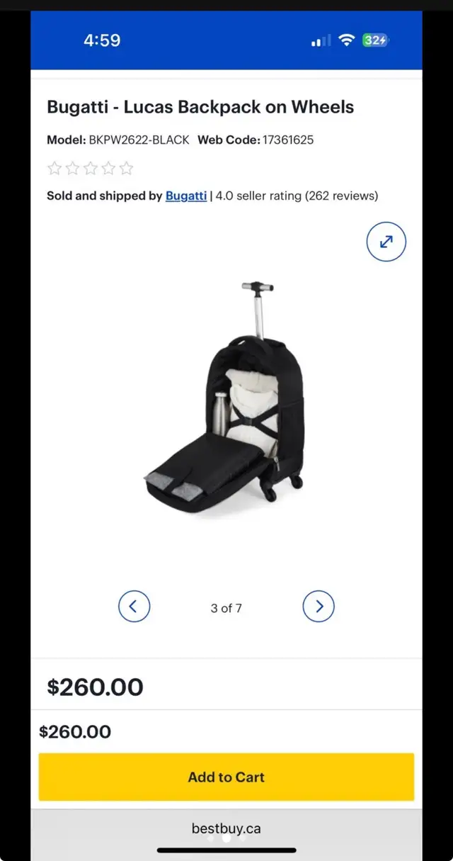 Bugatti Lucas Backpack on Wheels in Bags & Luggage in Markham / York Region - Image 3