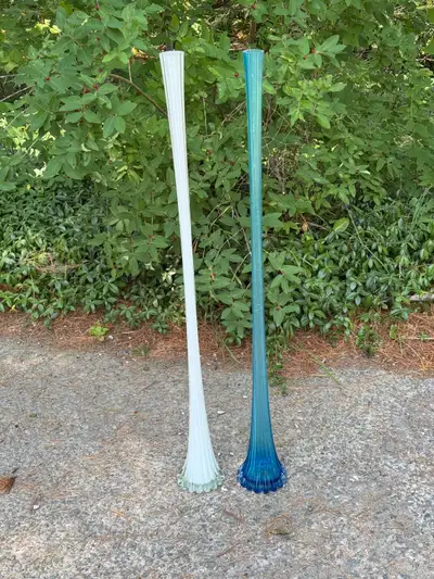 Mid-Century Modern Swung Glass Vases. $40 for the pair. , View more