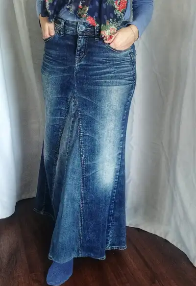 your jeans turned into a maxi skirt, View more