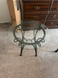 Glass coffee table and two glass end tables