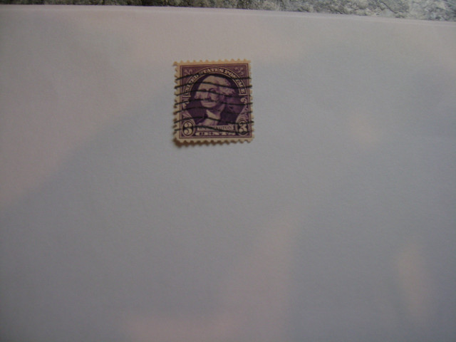 VINTAGE US GEORGE WASHINGTON 3 CENT STAMP - PURPLE - USED in Arts & Collectibles in Windsor Region - Image 3