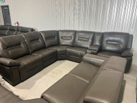 Brand new top grain leather six piece modular sectional