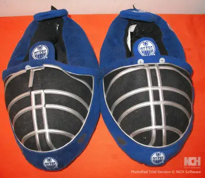 Oilers Slippers Sound Activated TV Host He Scores -Used Still G., View more