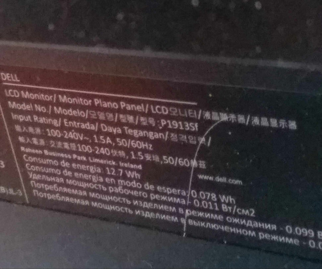 Dell P1913SF 19 inch Display - VGA & DVI - Black - Stand in Monitors in City of Toronto - Image 3