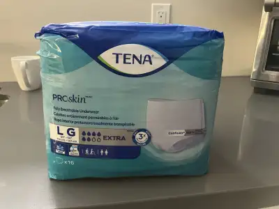 I have several unopened packages of Tena PROskin adult diapers in size large, designed for waist siz...