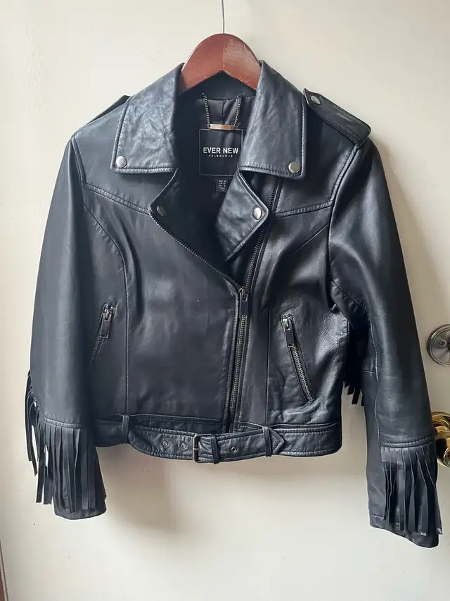 Ever New woman’s Leather jacket with  Fringe in Women's - Tops & Outerwear in Calgary - Image 2