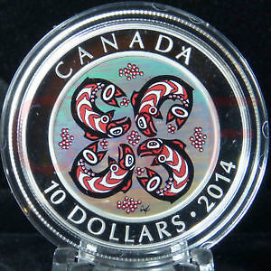 1/2 oz. Fine Silver Hologram Coin-First Nations Art: Salmon 2014 in Arts & Collectibles in Mississauga / Peel Region - Image 3